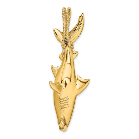 14K 3-D Hammerhead Shark with Rope Bail Charm