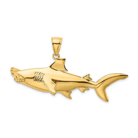14K Large 3-D Hammerhead Shark Charm