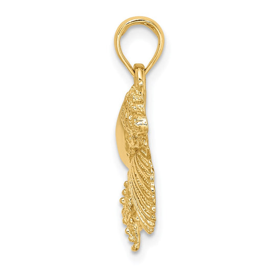 14K Textured Shell Cluster and Starfish Charm