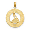 14K BLOCK ISLAND RI Circle with Map Charm