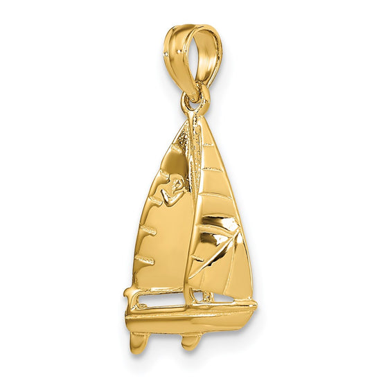 Gold Polished Sailboat Pendant