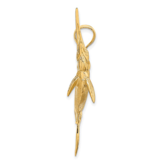 14K Large 3-D Satin and Polished Marlin Charm