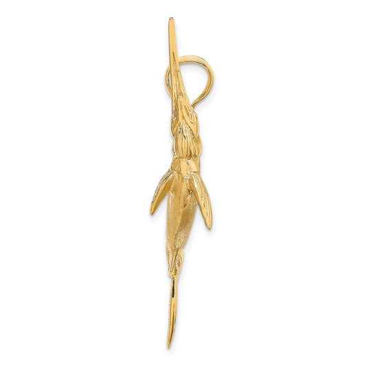 14K Large 3-D Satin and Polished Marlin Charm