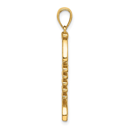 14K 3-D Polished and Textured Fishbone Charm