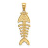 14K 3-D Polished and Textured Fishbone Charm