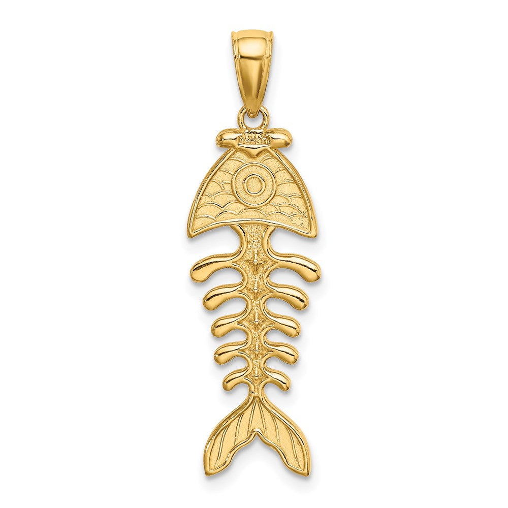 14K 3-D Polished and Textured Fishbone Charm