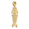 14K 3-D Polished and Textured Fishbone Charm