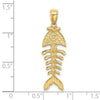 14K 3-D Polished and Textured Fishbone Charm