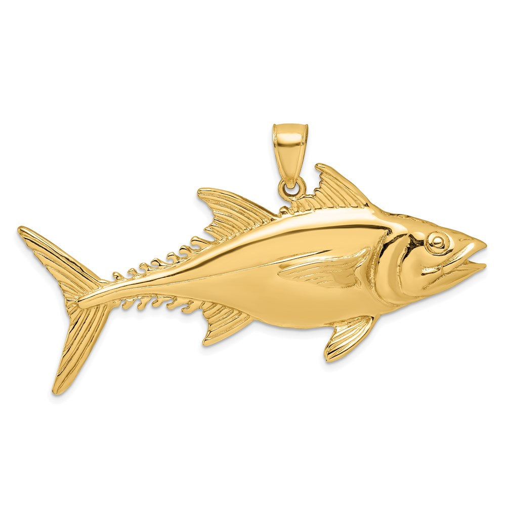 14K Large 3-D Polished Skipjack Tuna Fish Charm