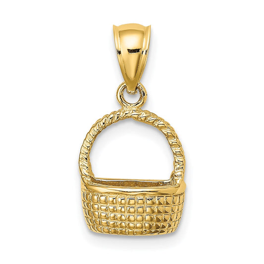 Gold Polished Basket Pendant