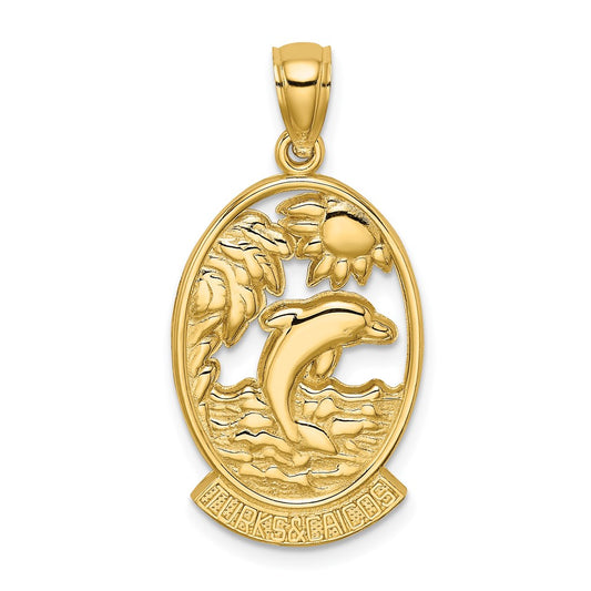 14K TURKS AND CAICOS with Dolphin Sunset Scene Charm