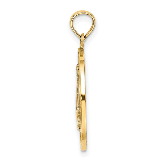 14K TURKS AND CAICOS Circle with Sailboat Charm