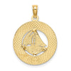 14K TURKS AND CAICOS Circle with Sailboat Charm