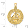 14K TURKS AND CAICOS Circle with Sailboat Charm
