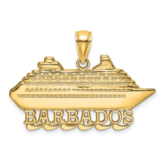 14K Large Polished BARBADOS Cruise Ship Charm