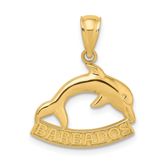 14K Polished BARBADOS Dolphin Charm