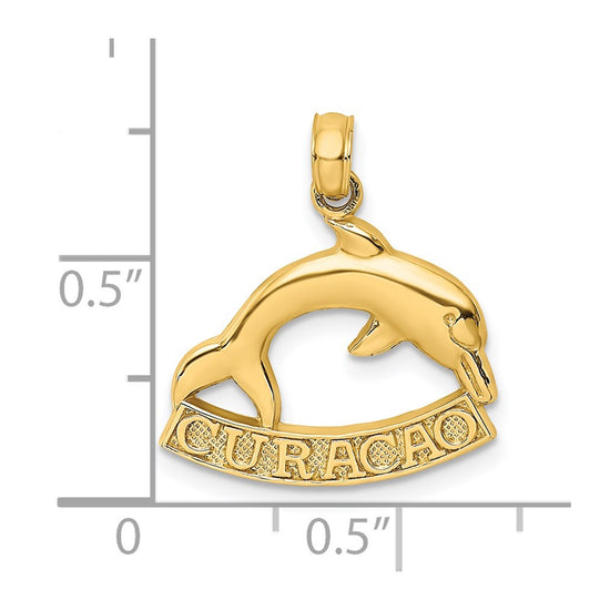 14K 2-D CURACAO Under Polished Dolphin Charm
