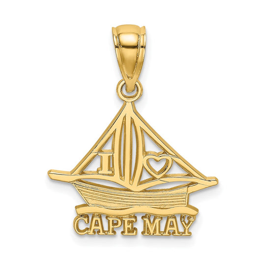 14K I HEART CAPE MAY with Cut-Out Boat Charm