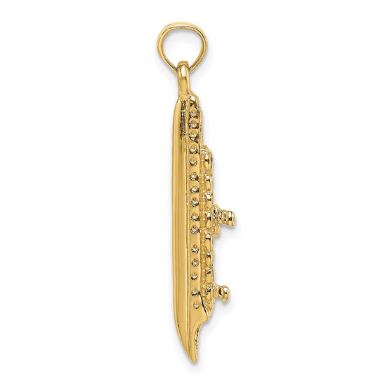 14K 3-D Polished Cruise Ship Charm