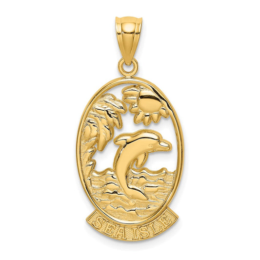 14K SEA ISLE with Dolphin Sunset Scene Charm
