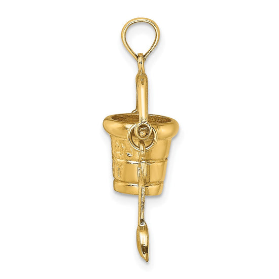 14K 3-D OCEAN CITY Bucket with Moveable Shovel Charm