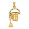 14K 3-D OCEAN CITY Bucket with Moveable Shovel Charm