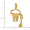 14K 3-D OCEAN CITY Bucket with Moveable Shovel Charm