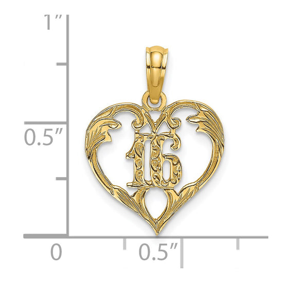 14K 16 Inside Heart Charm
