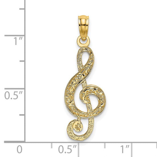 14K Textured Treble Clef Charm