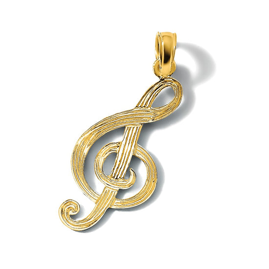 14K Textured Treble Clef Charm