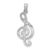 14K White Gold Textured Treble Clef Charm