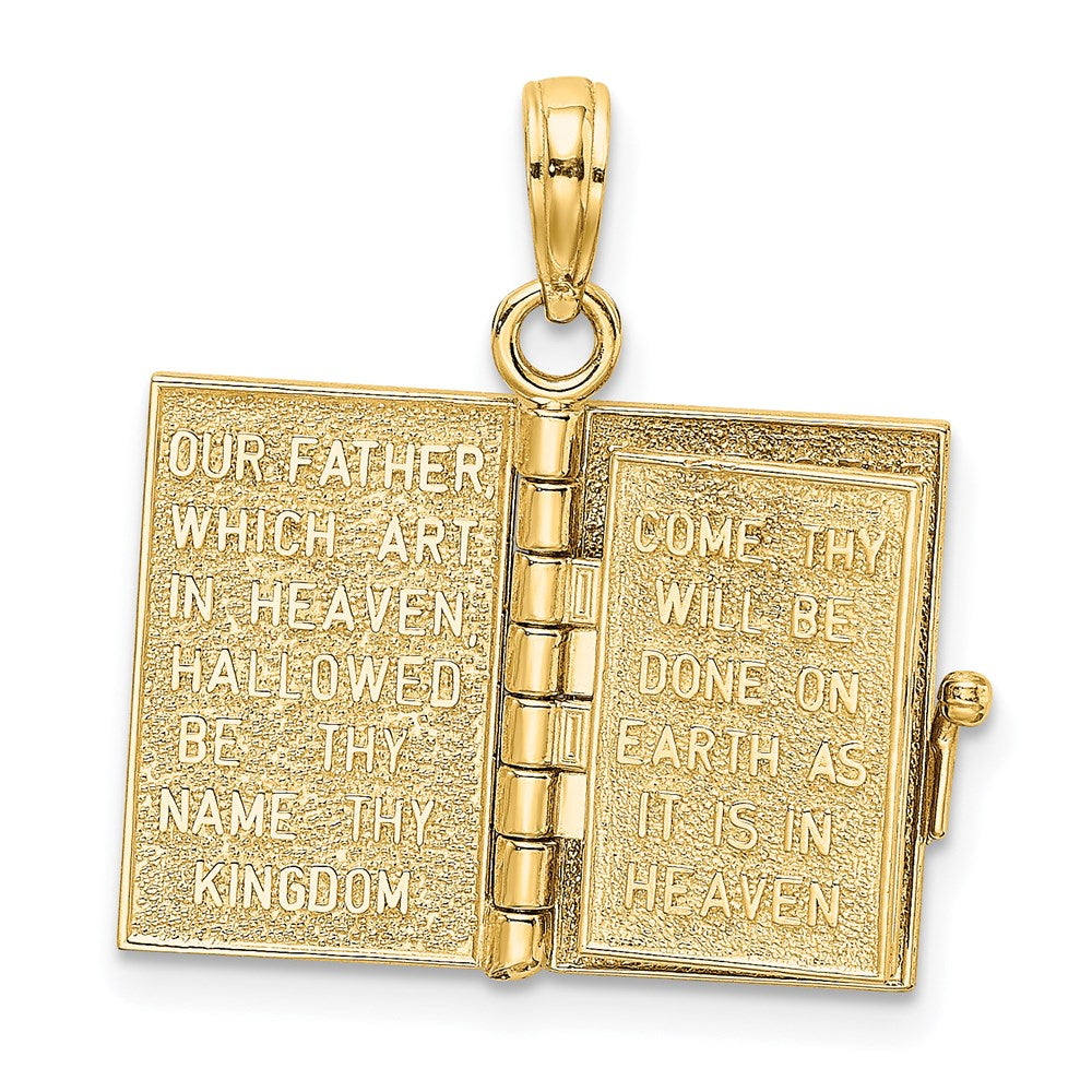 14K 3-D HOLY BIBLE with Lord's Prayer and Moveable Pages Pendant