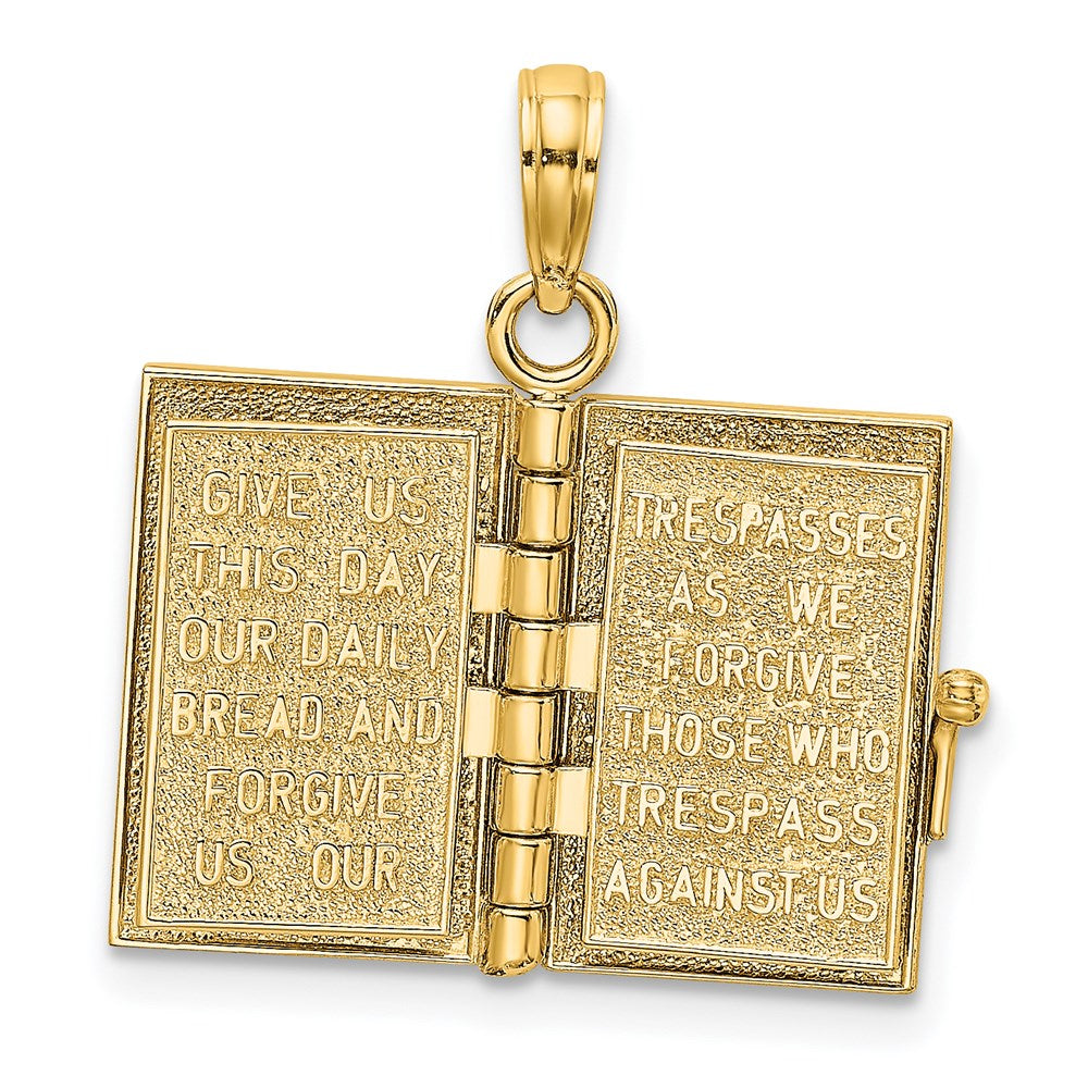 14K 3-D HOLY BIBLE with Lord's Prayer and Moveable Pages Pendant