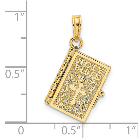 14K 3-D HOLY BIBLE with Lord's Prayer and Moveable Pages Pendant