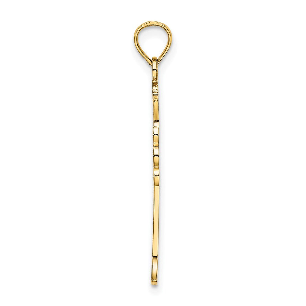 14K Double Sided Textured Cross Charm