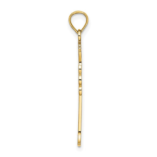 14K Double Sided Textured Cross Charm