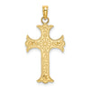 14K Double Sided Textured Cross Charm