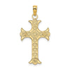 14K Double Sided Textured Cross Charm