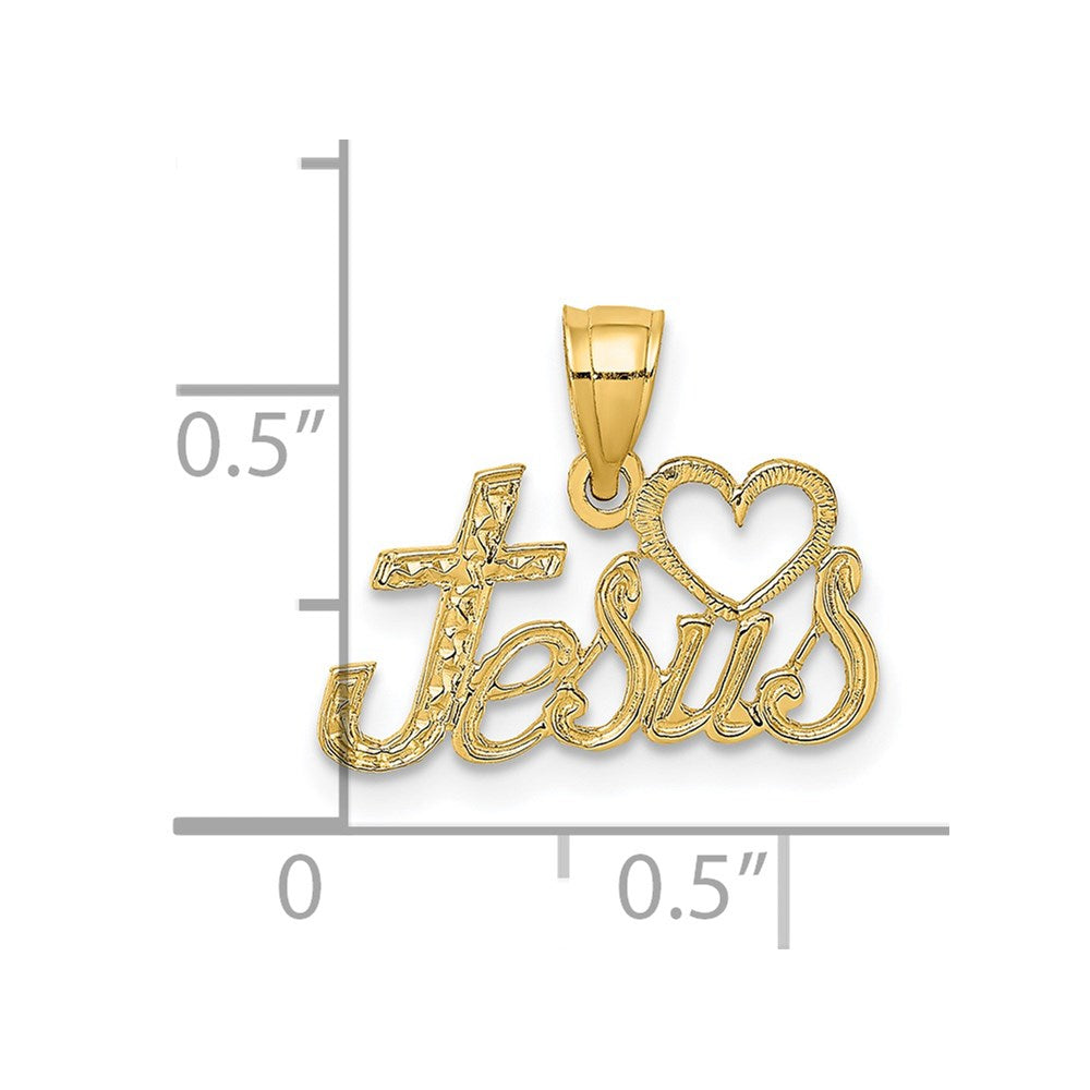 14K HEART JESUS Script Charm