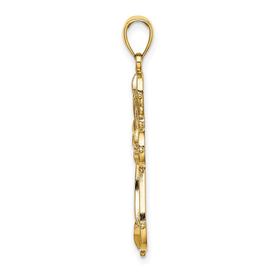 14K Cut-Out Shapes Fancy Cross Charm