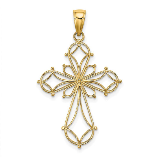 14K Cut-Out Shapes Fancy Cross Charm