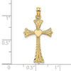 14K Polished and Engraved Cross with Heart Charm