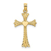 14K Polished and Engraved Cross with Heart Charm