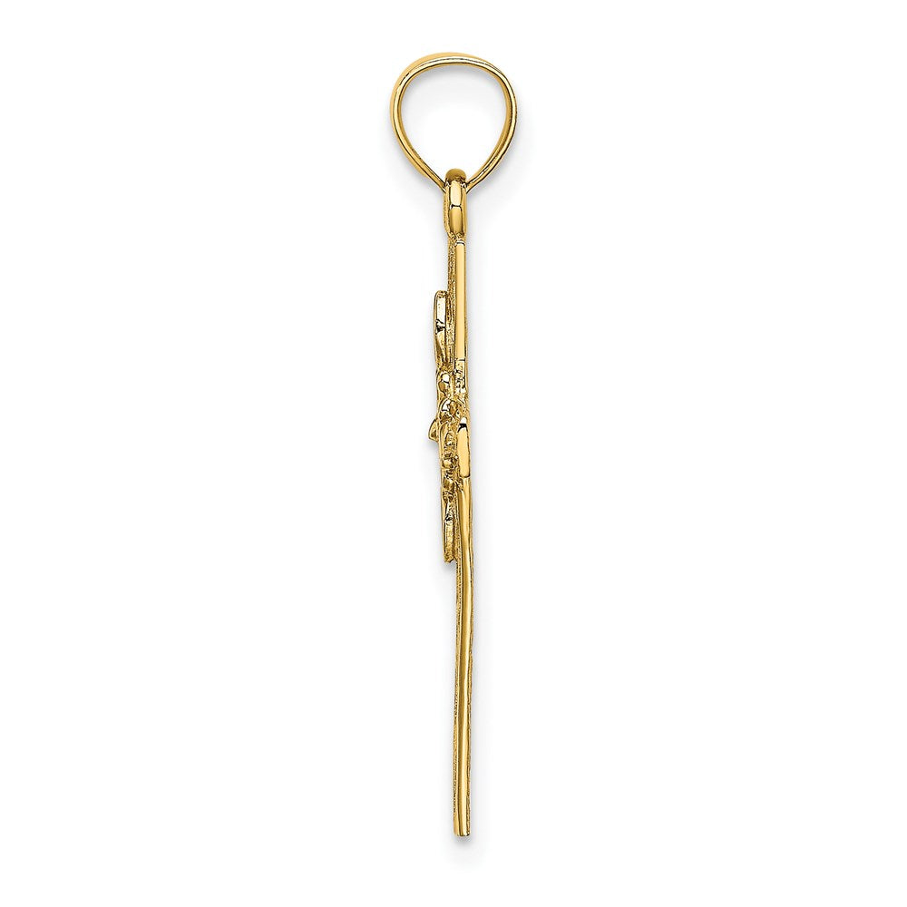 14K Cross with Flower Charm