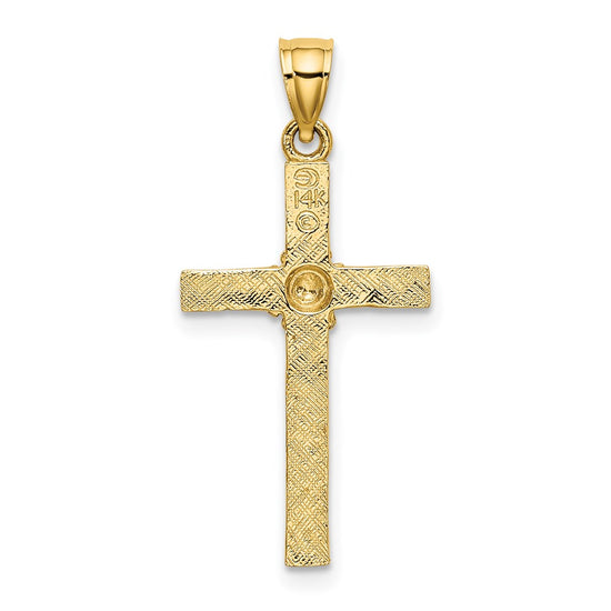 14K Cross with Flower Charm
