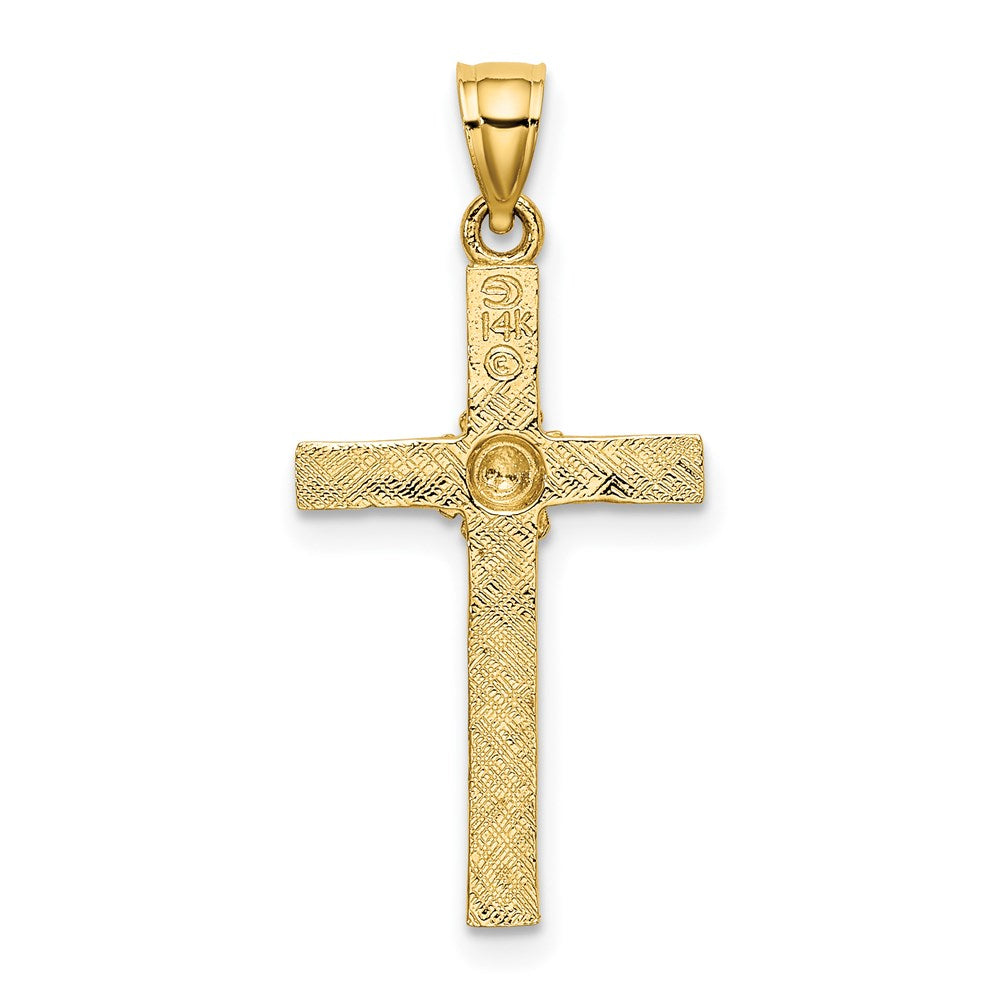 14K Cross with Flower Charm
