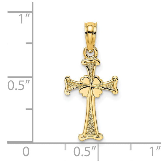 14K 4-Leaf Clover Cross Charm