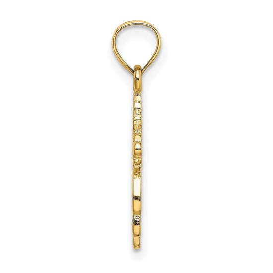 14K Solid Polished and Textured Cross Charm