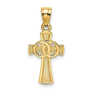 14K Solid Cross with Eternity Rings Cross Charm