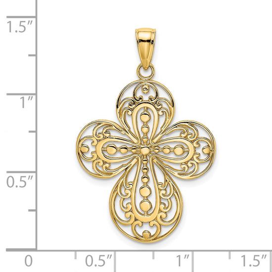 14K Cut-Out with Rounded Tips Filigree Cross Charm